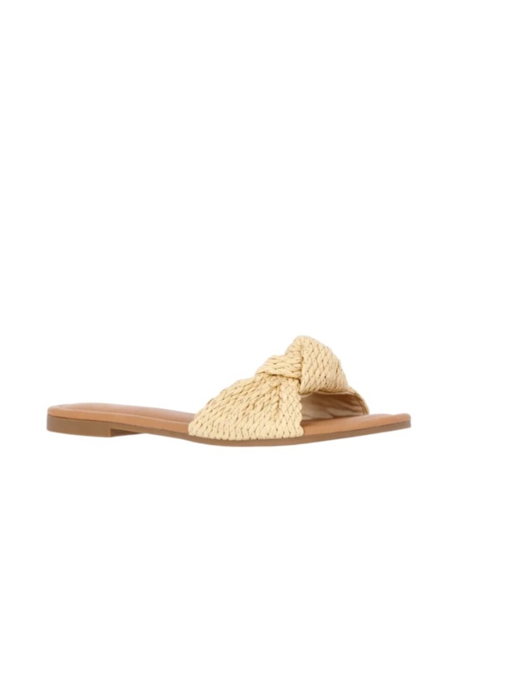 Time and Tru Raffia Knot Slide Sandals Size 6 Natural Woven Flat New NWT